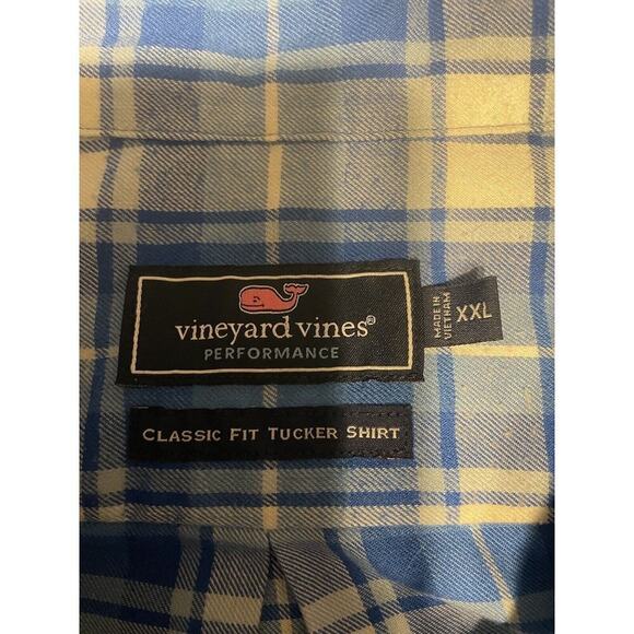 Vineyard Vines Performance Classic Fit Tucker Shirt Men's White Blue Plaid Large - Picture 6 of 7